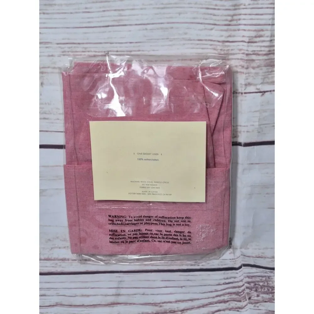 Pottery Barn Kids Sabrina Pink Basket Liner Large 100% Cotton Open Package